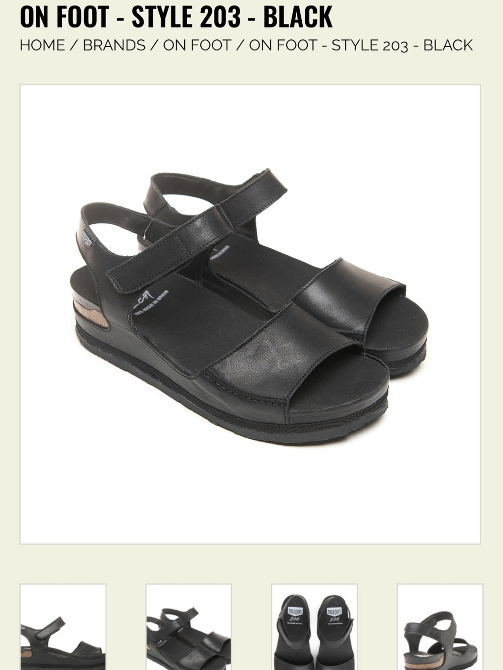OnFoot real leather black sandals